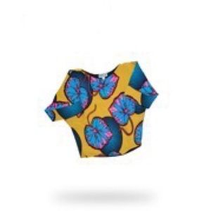 Aqua Blue & Pink Crop Top